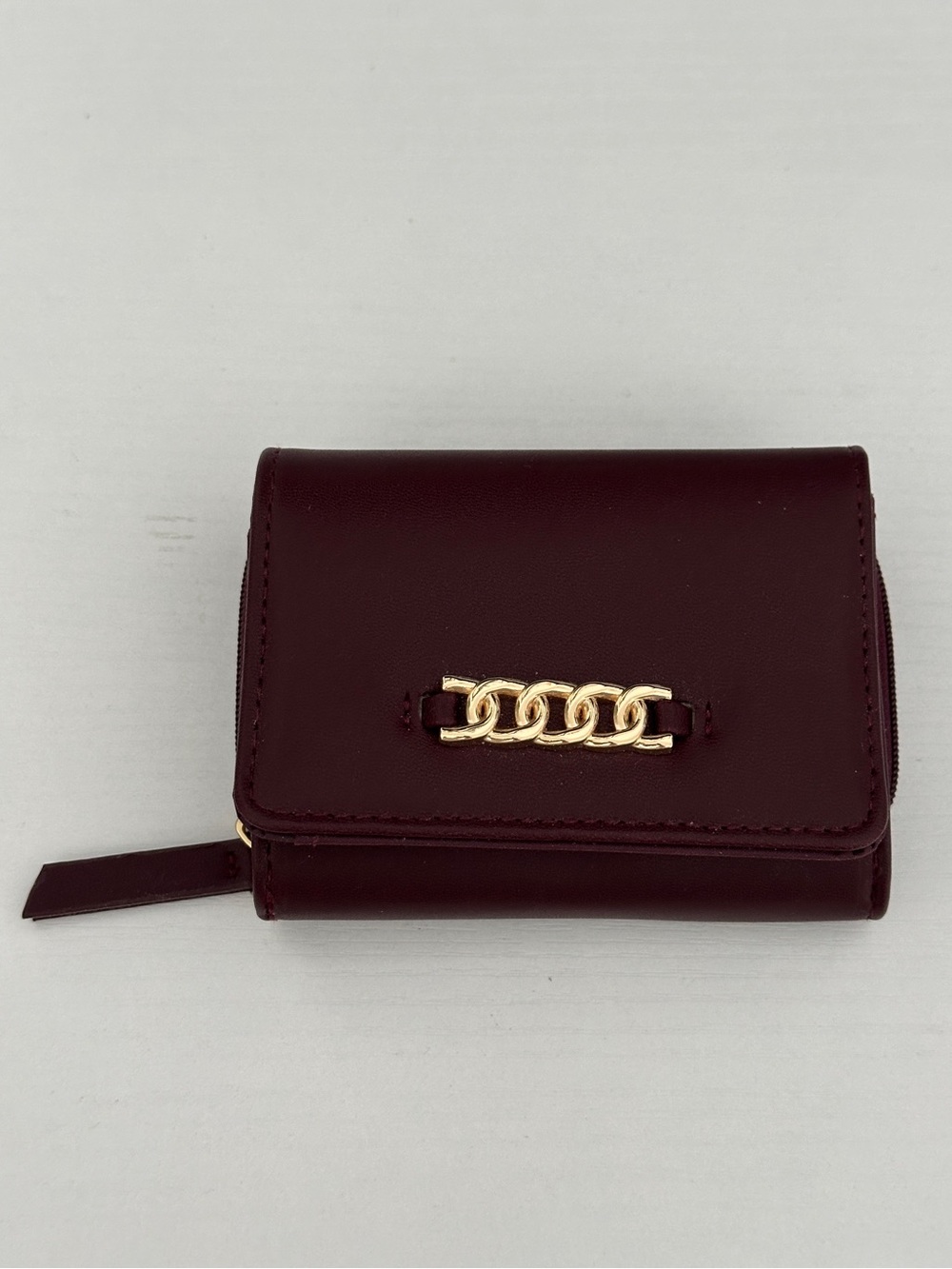 Primark Burgundy Fold-Over Wallet with Zip Pocket